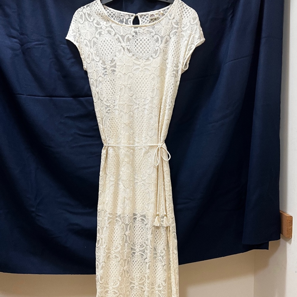 Anthropologie Bellflower Lace Dress Maxi